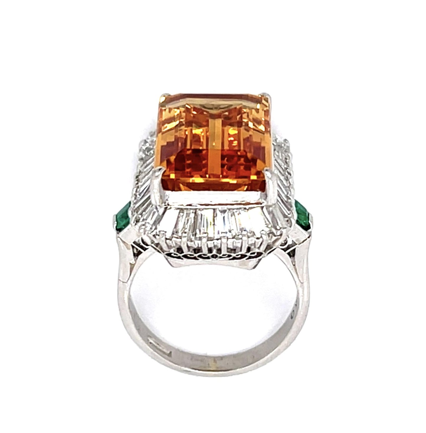 12.60ct Topaz 2.13ct Diamond Platinum Ring .30ct Emerald