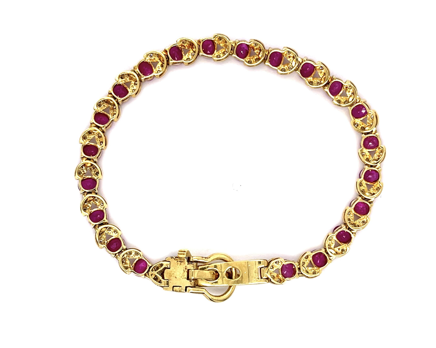 5.84ct Burma Ruby (No Cert) 1ct Diamond 18KY Bracelet (Vintage 1960s)