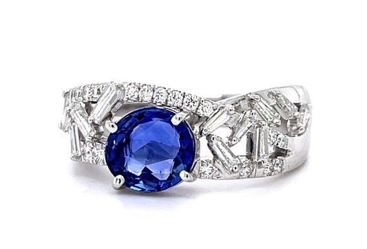 2.16ct No Heat Ceylon Sapphire .88ct Diamond Platinum Ring