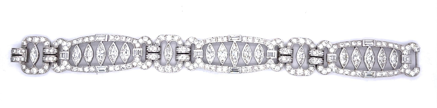 PT Diamond Art Deco Bracelet 52.3gr 17.50ct(dia) Circa 1930s Length 7.25