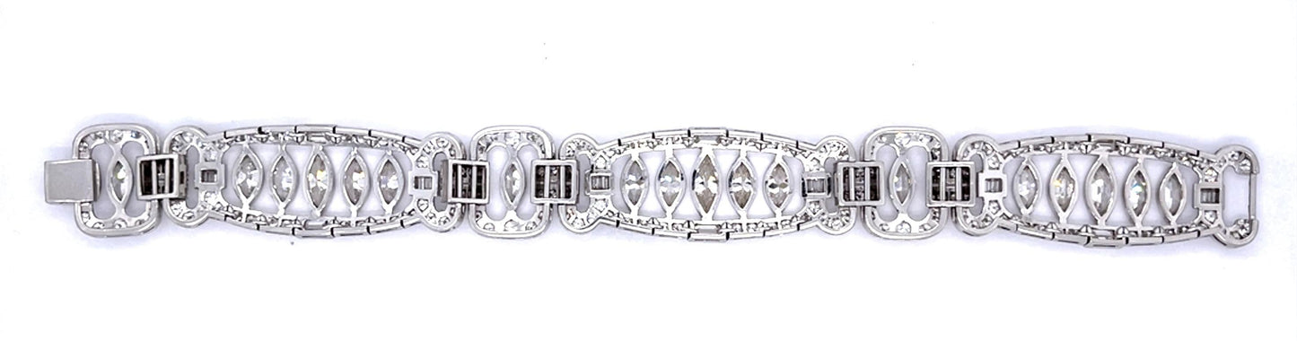 PT Diamond Art Deco Bracelet 52.3gr 17.50ct(dia) Circa 1930s Length 7.25