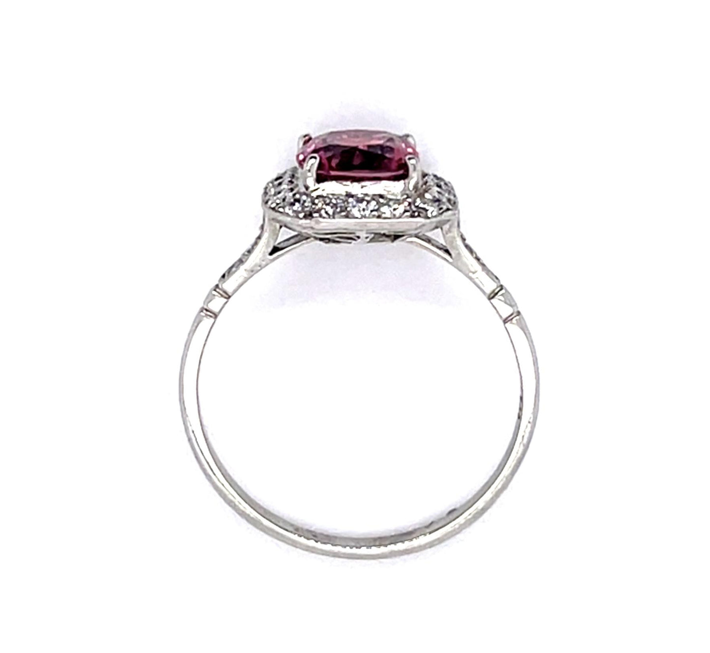 PT Pink Tourmaline & Diamond Ring 3.4gr 0.88ct(tm) 0.66ct twt(dia) Size 7.50