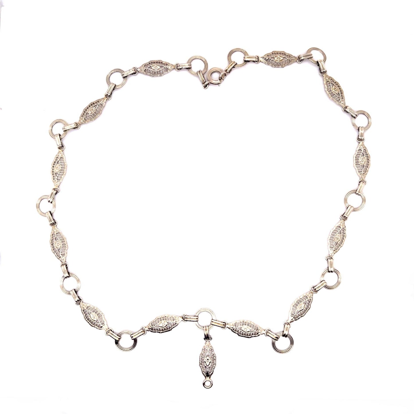 Art Deco 14KW Necklace (Vintage 1930s) 10.8g Length 16.50