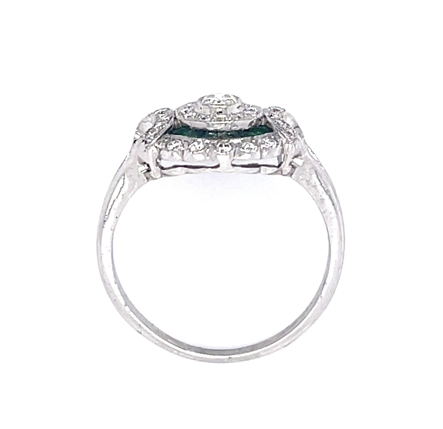 0.30ct Diamond & 0.38ctw Emerald 18KW 3.70gr Ring Size 6.75