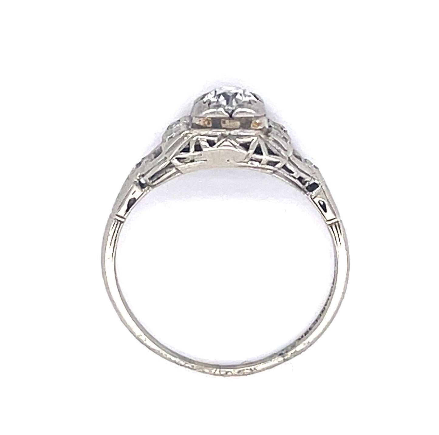 Art Deco .37ct Old Euro Dia 18KW Ring (Vintage 1930s) .06ct SD