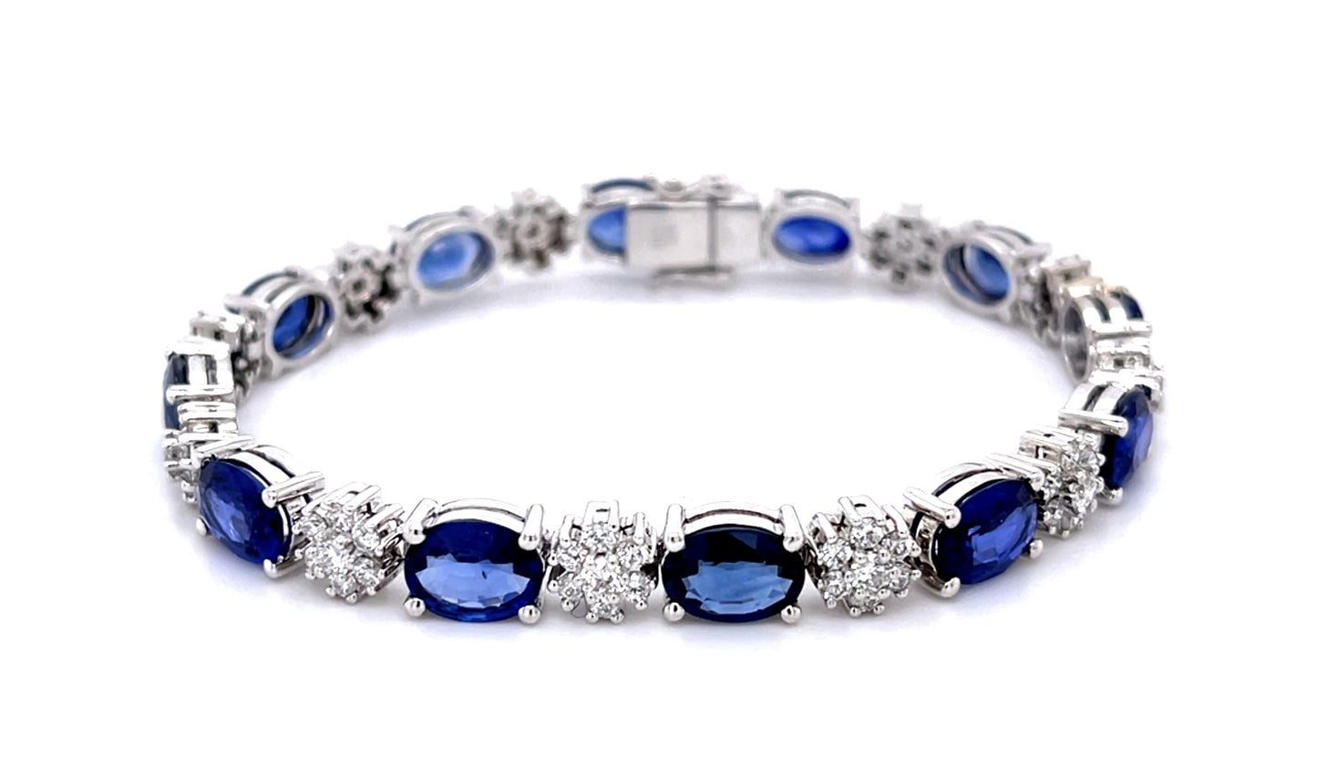 19ct Madagascar Heated Sapphire 6ct Diamond 18KW Bracelet