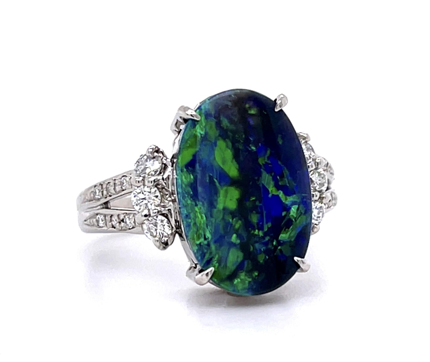 2.31ct Australian Black Opal .34ct Diamond Platinum Ring