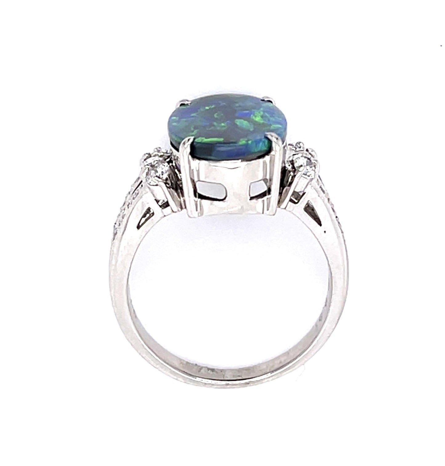 2.31ct Australian Black Opal .34ct Diamond Platinum Ring