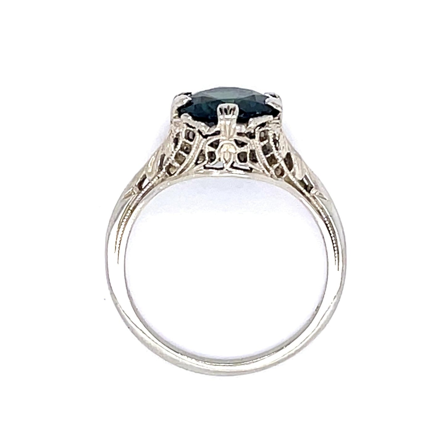 Art Deco 2.25ct Green Tourmaline 14KW Ring 2.16g 6 Size