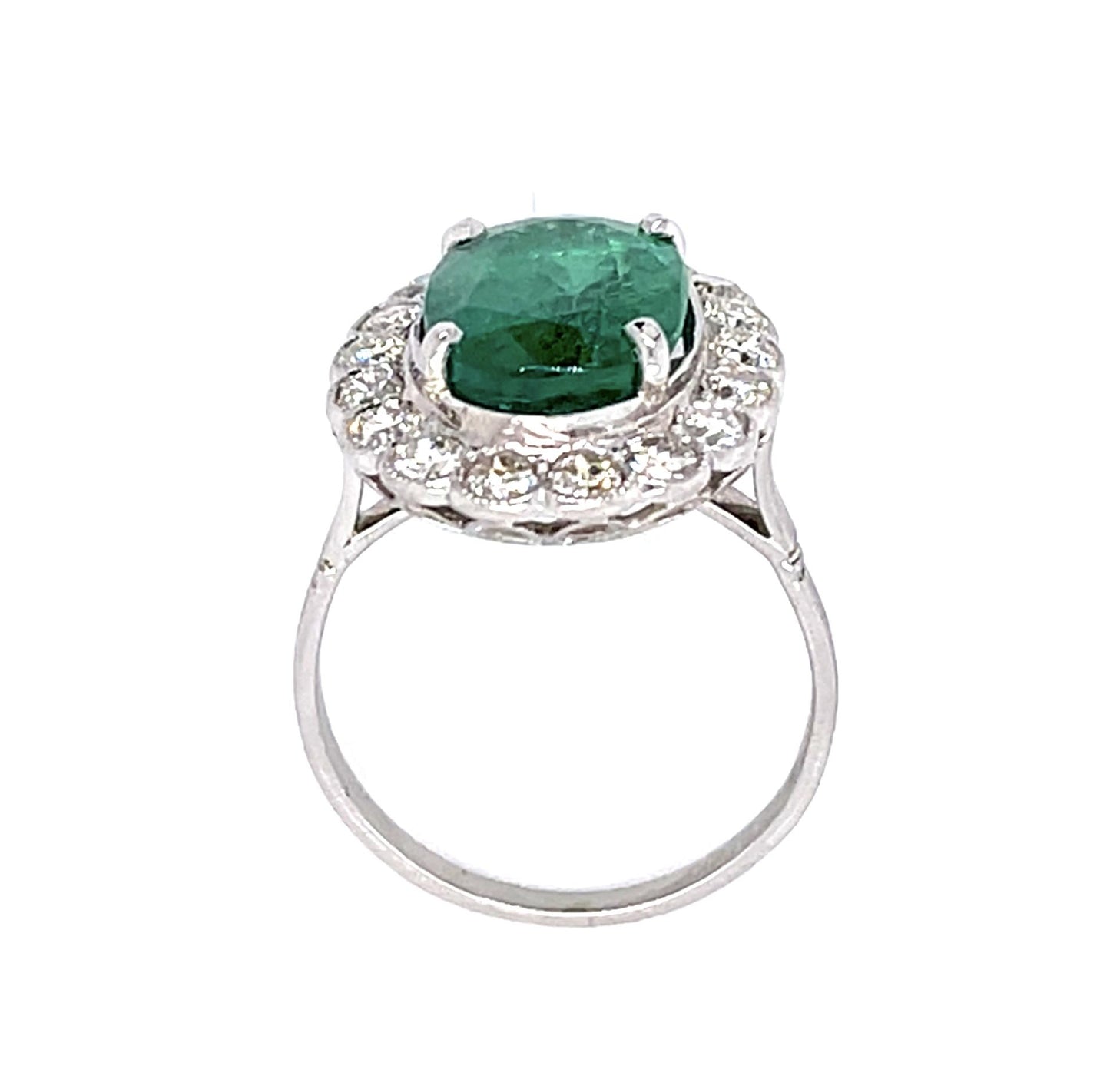 3.97ct Emerald 1.20ct Diamond Platinum Handmade Ring
