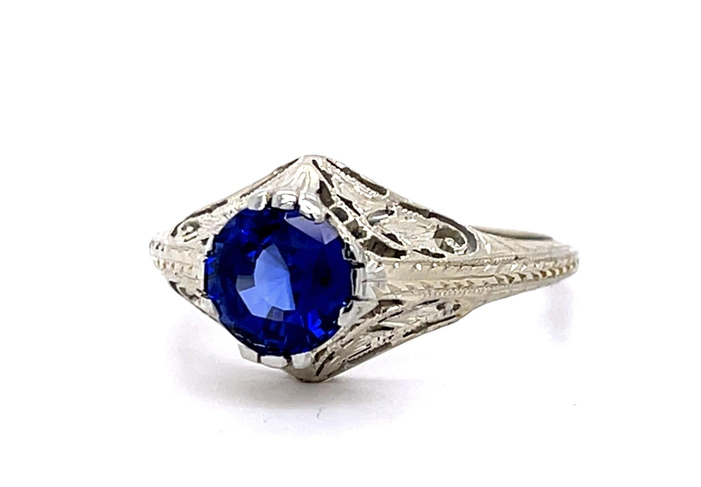 Art Deco 1.55ct Sapphire 18KW Ring (Antique 1930s)