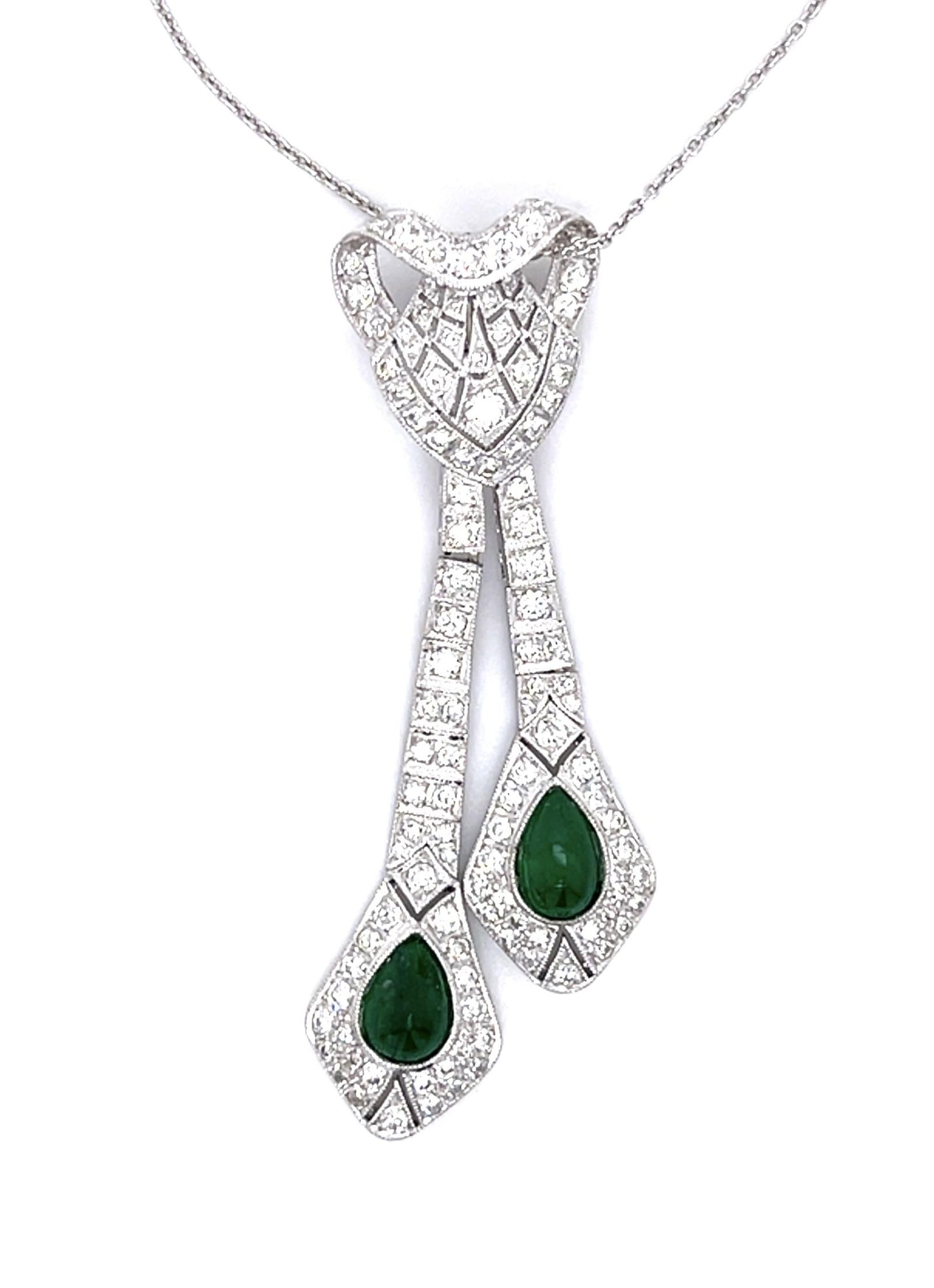 1.42ct Emerald 1.29ct Diamond Platinum Pendant