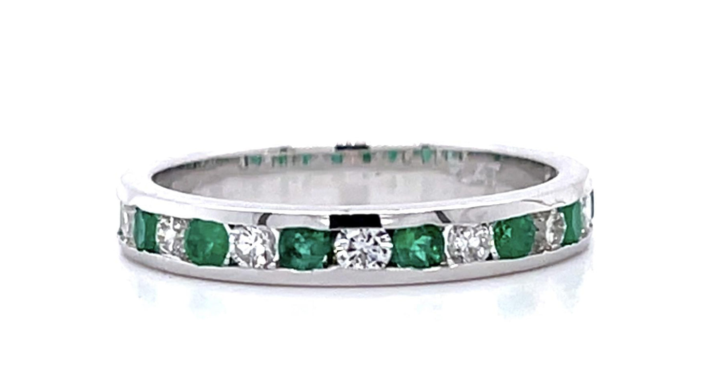 .30ct Emerald .38ct Diamond Platinum Band Ring