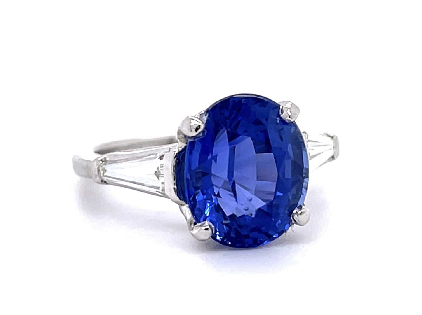 6.72ct Sapphire .68ct Diamond Platinum Ring