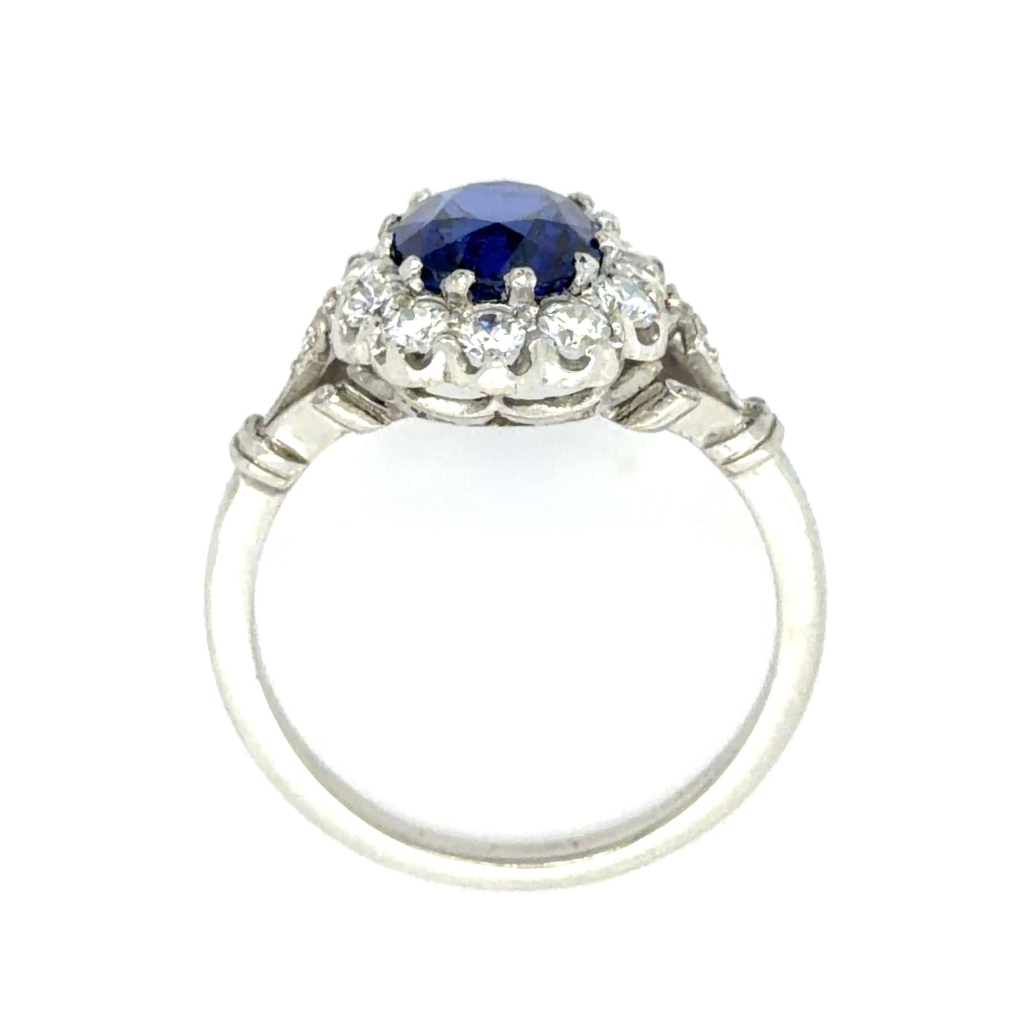 2.63ct Oval Sapphire 1.15ct Diamond Handmade Ring