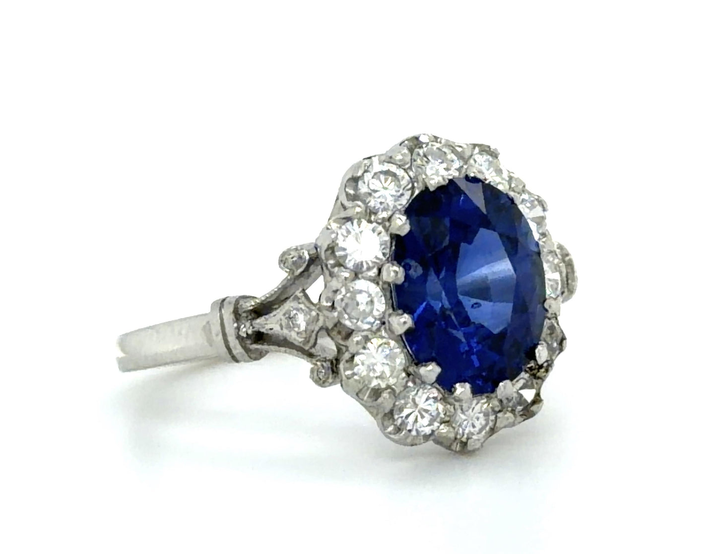 2.63ct Oval Sapphire 1.15ct Diamond Ring