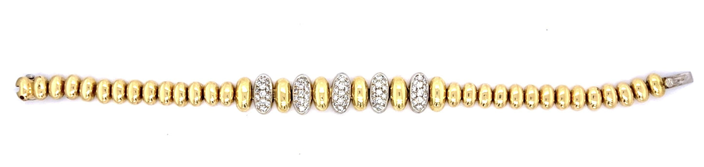 Retro 1.25ct Diamond 18K Two Tone Gold Vintage Bracelet (Circa 1940)