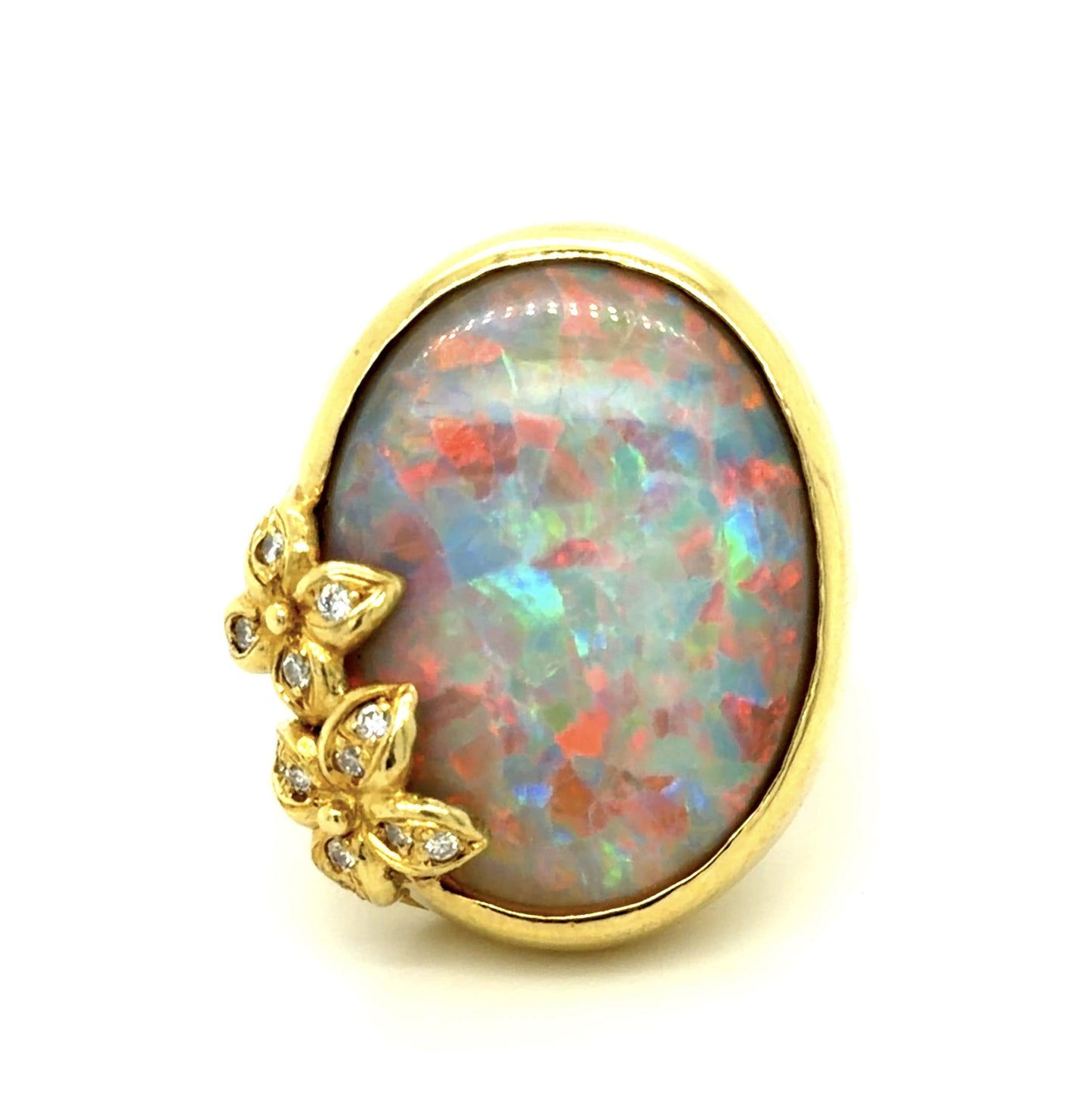 16.85ct Australian Opal .13ct Diamond 18KY Ring