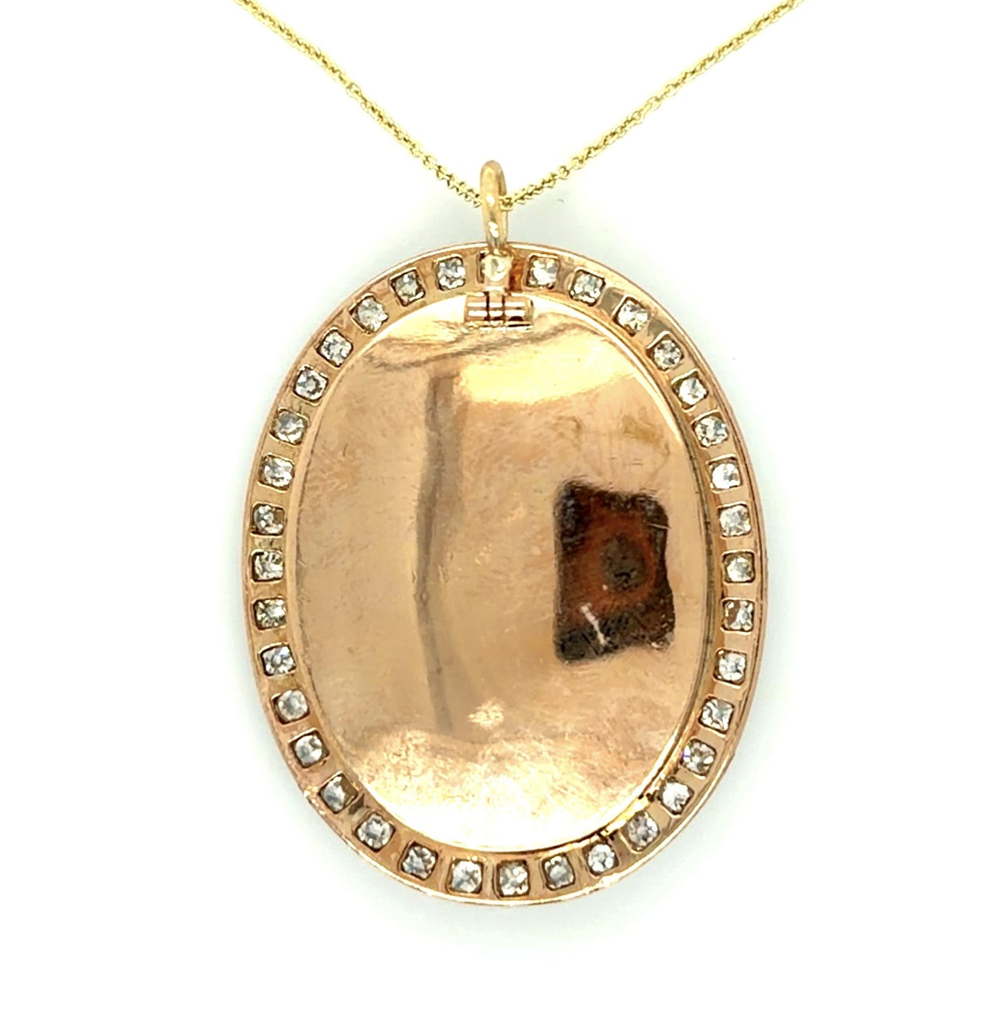 Victorian 52ct Turquoise 2.75ct Diamond 14K Rose Gold Pendant (Antique 1880s)