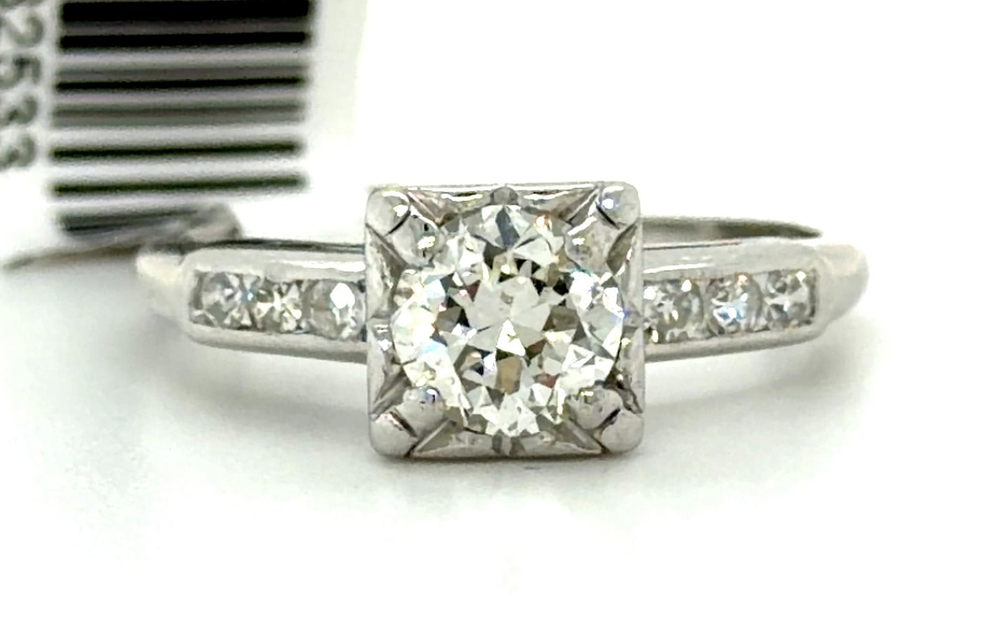 Art Deco .74ct Old European Center Dia Platinum Ring (Vintage 1930s) .18ct SD