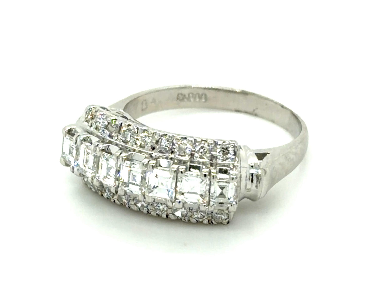 .78ct Emerald-cut Diamond Platinum Ring (Vintage 1950s) .23ct SD