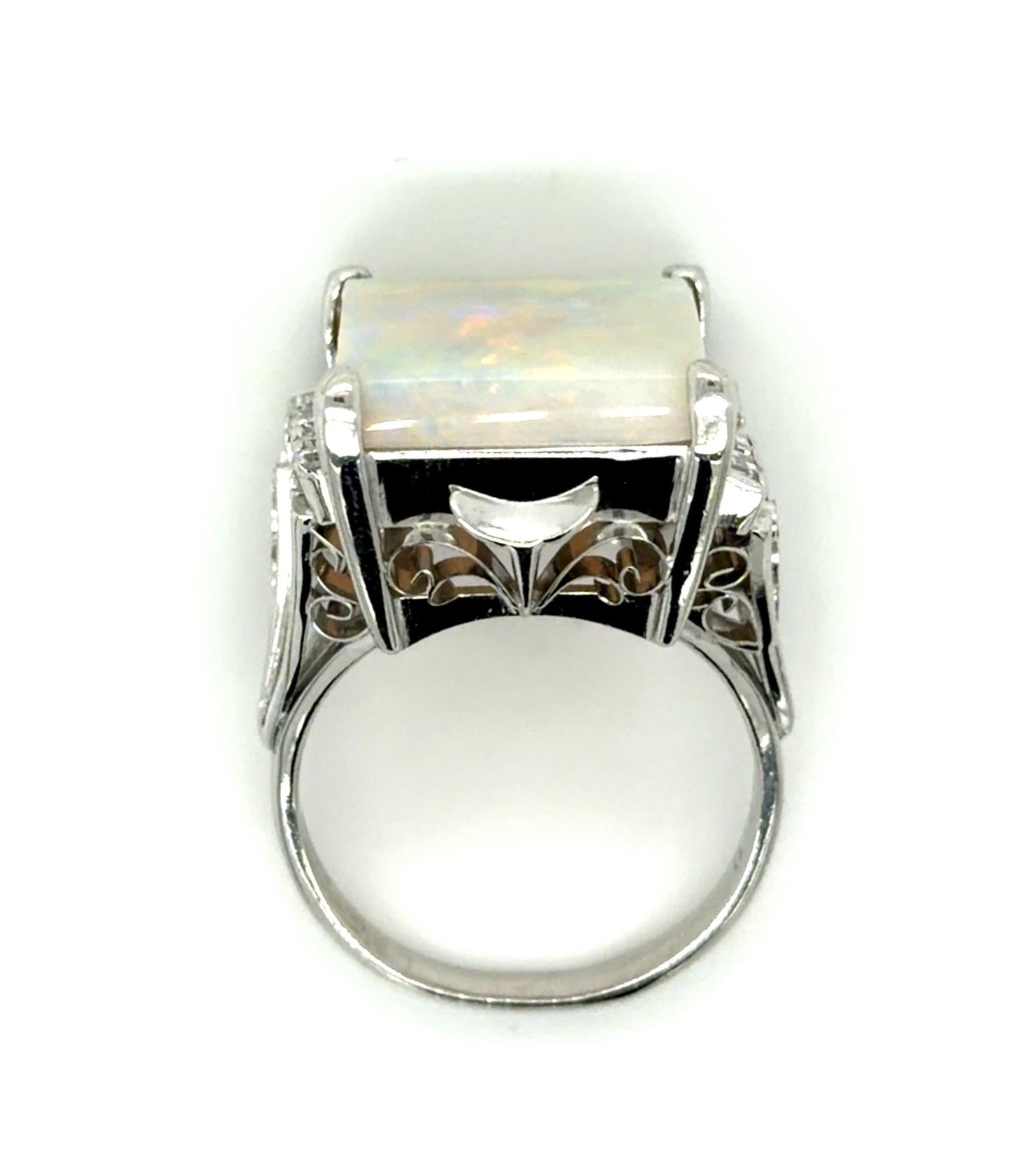 6.74ct Australian Opal .42ct Diamond Platinum Ring