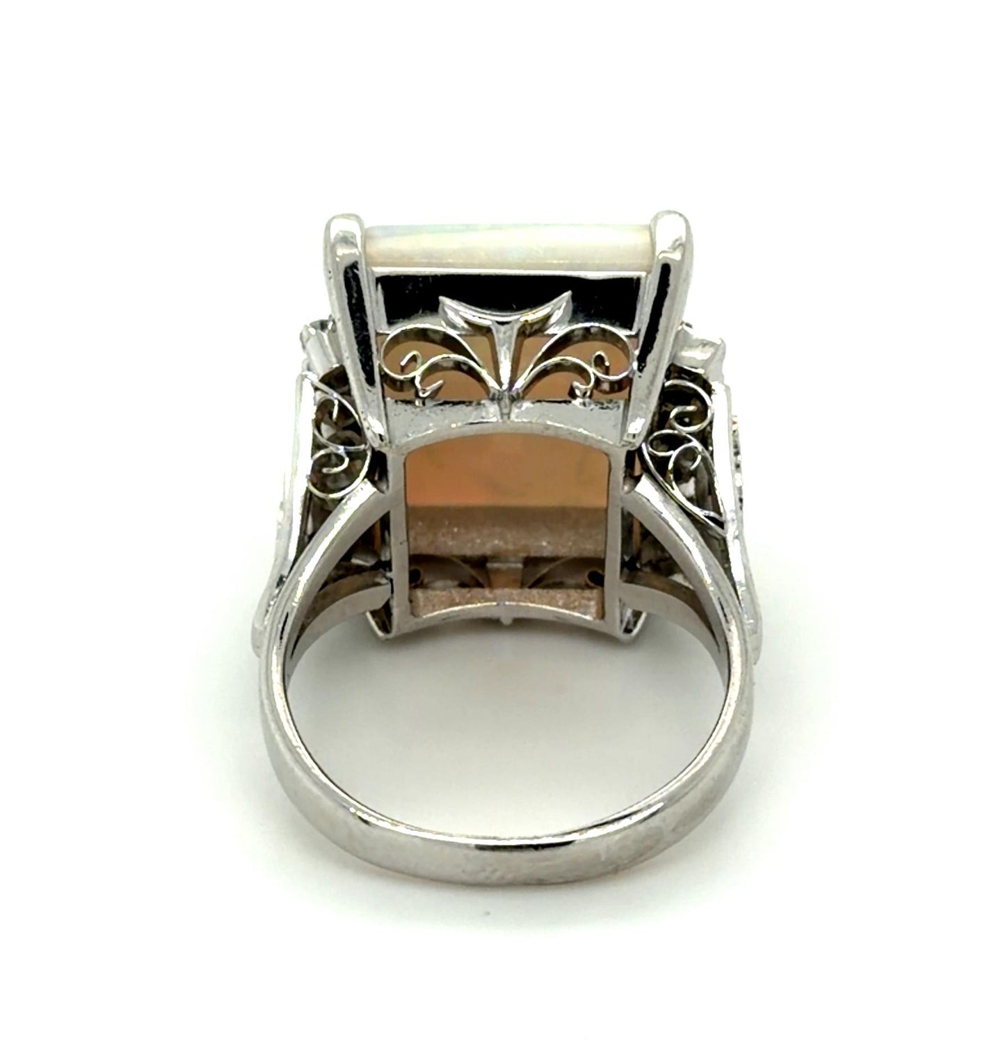 6.74ct Australian Opal .42ct Diamond Platinum Ring