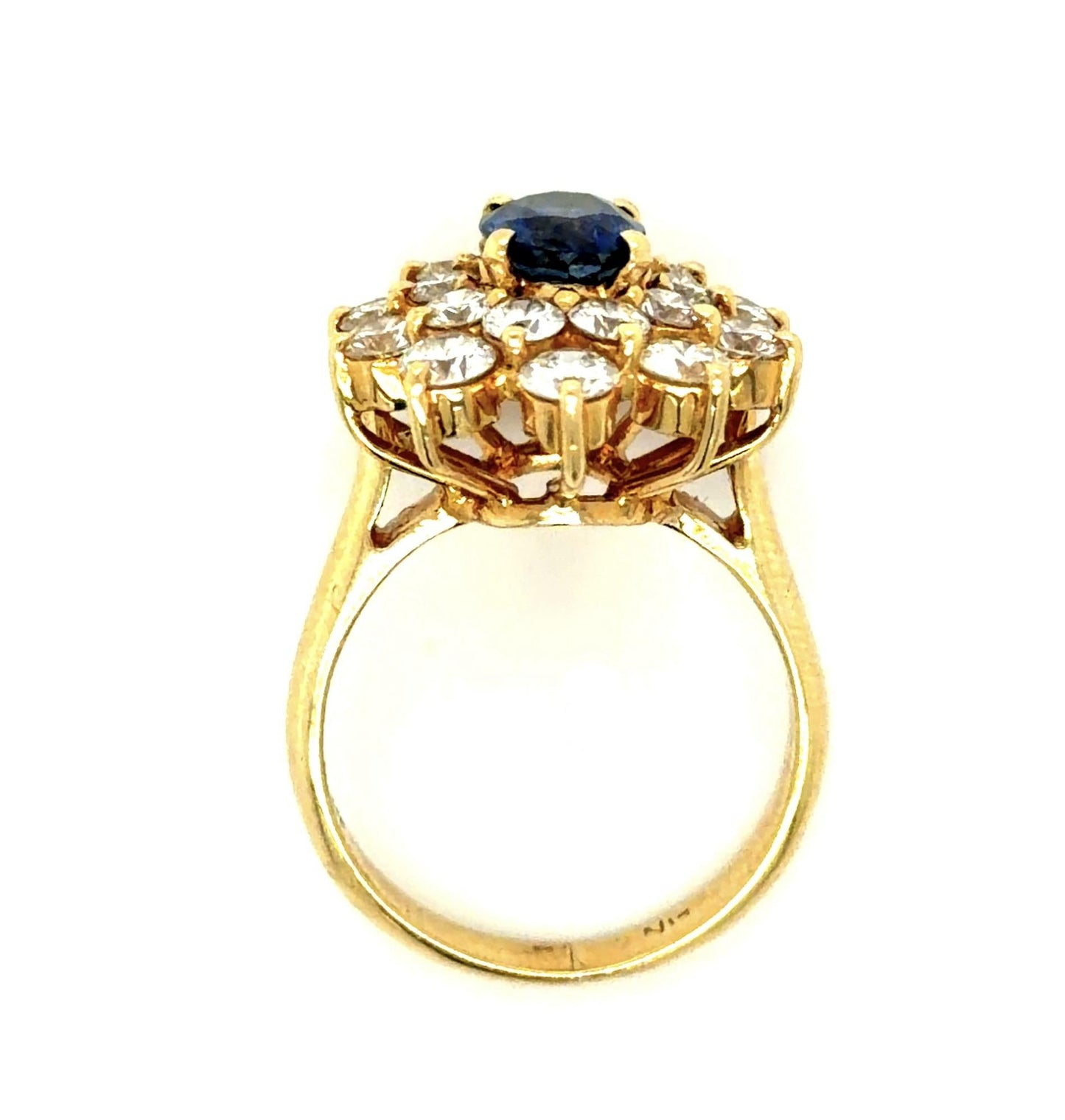1ct Sapphire 2.50ct Diamond 18KY Ring