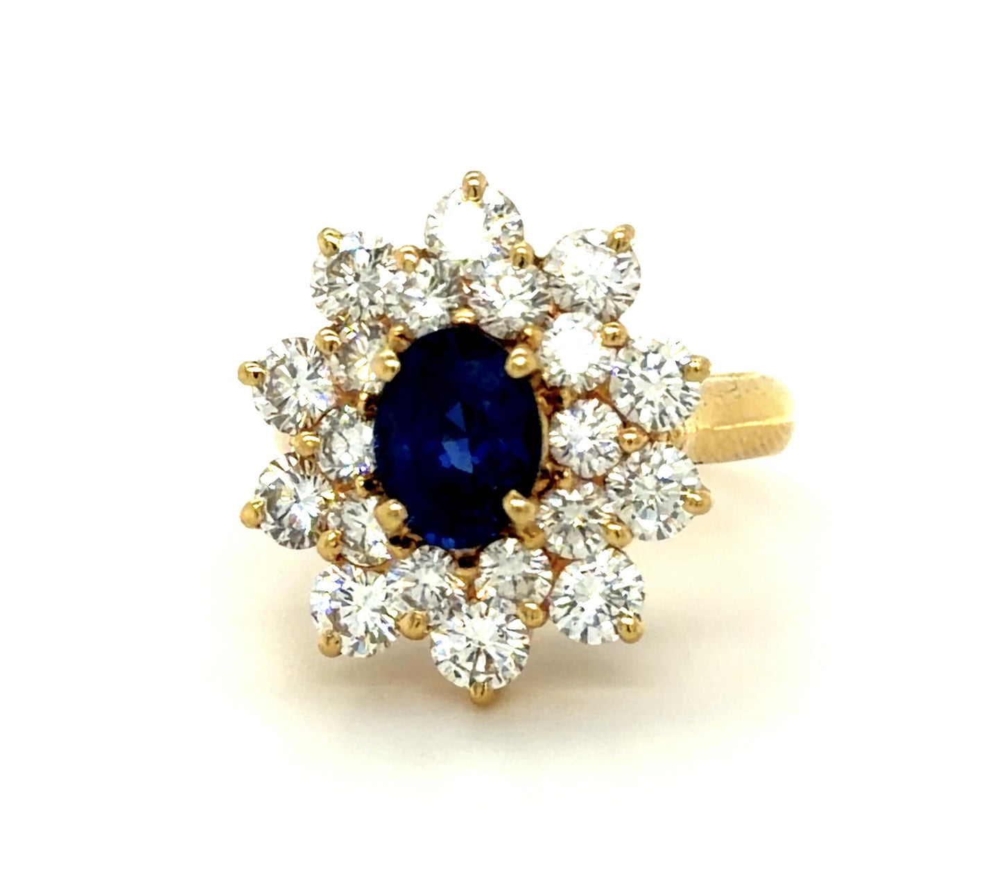 1ct Sapphire 2.50ct Diamond 18KY Ring