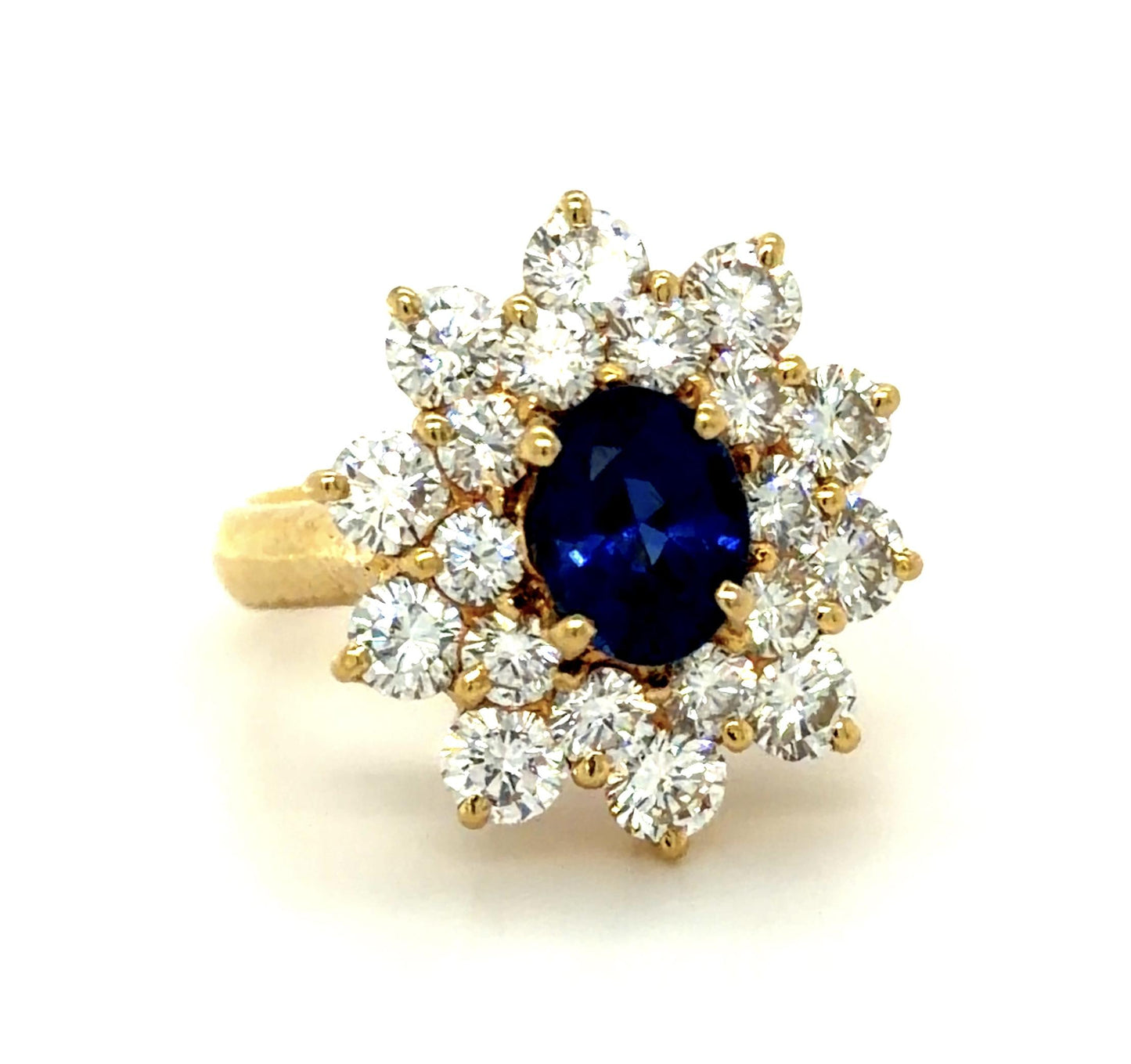 1ct Sapphire 2.50ct Diamond 18KY Ring