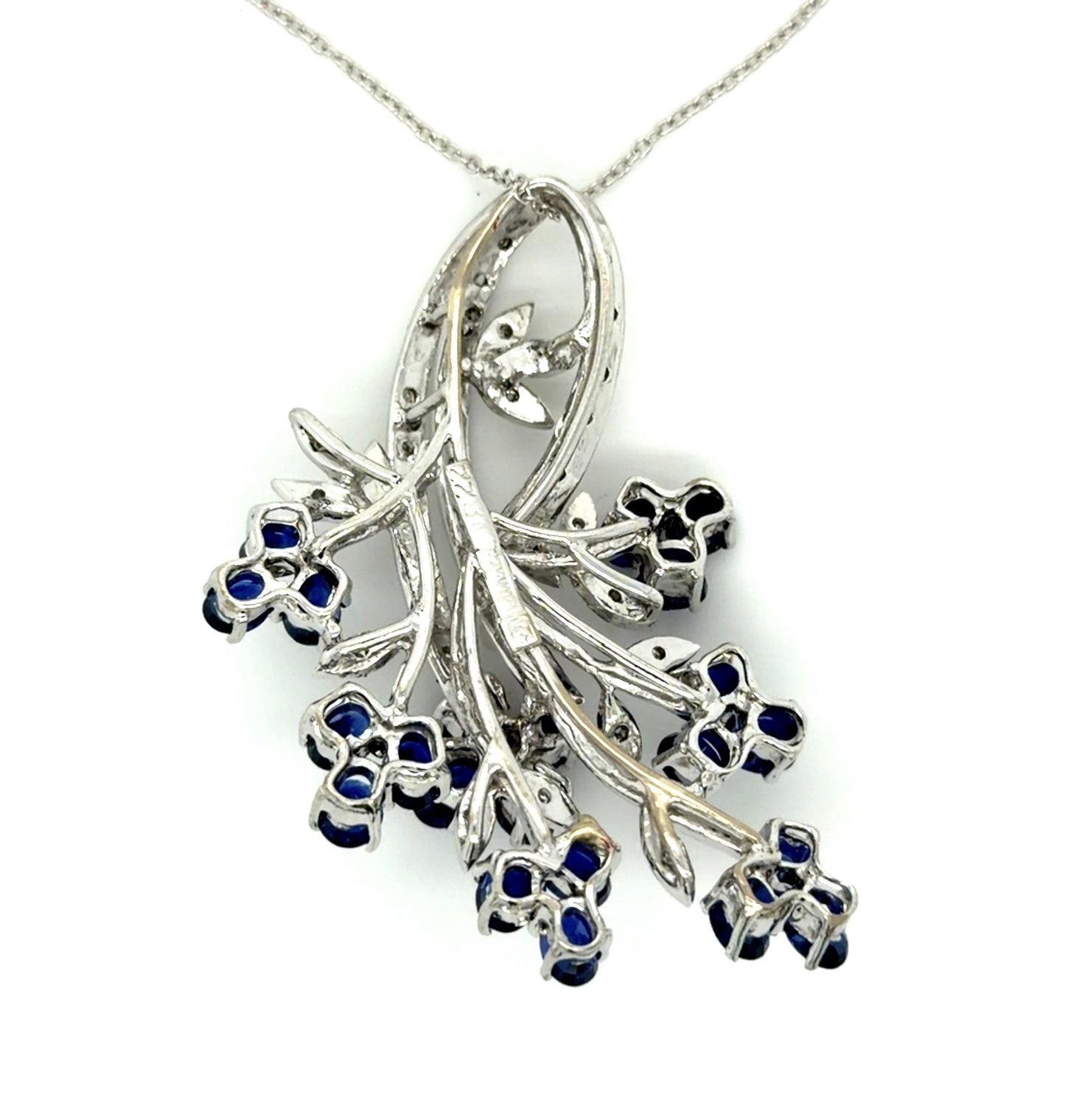4.60ct Sapphire .74ct Diamond 14KW Pendant