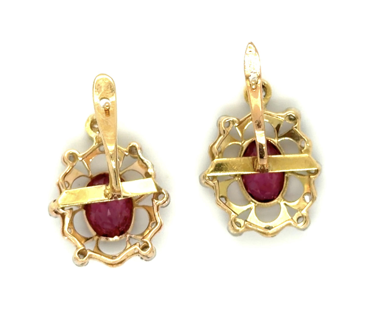 18K2T Tourmaline Diamond Edwardian Earrings 4.6gr 2.40ct(tm) 0.90ct(dia) 1900s