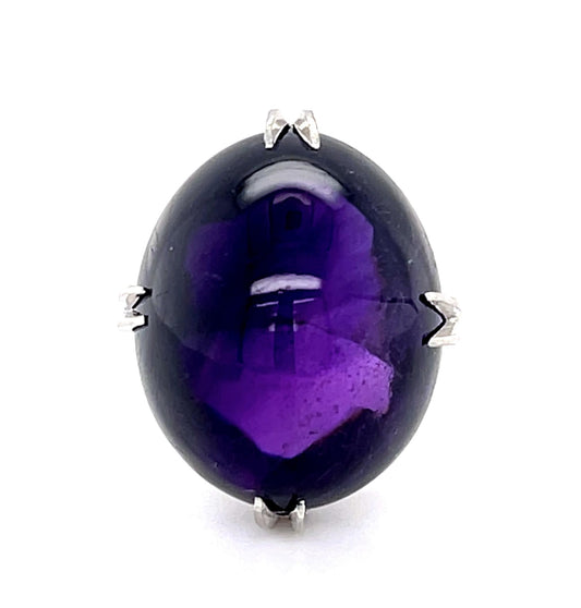 Original Art Deco 16ct Cabochon Amethyst Ring (Vintage 1930s)