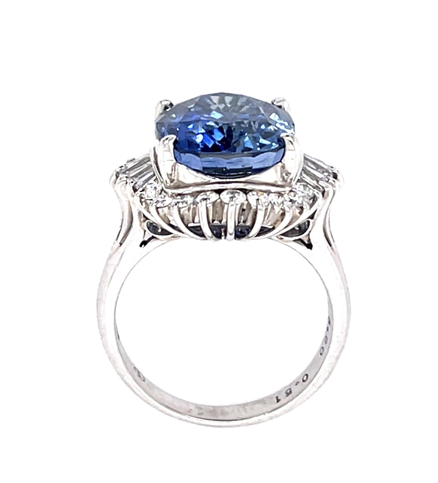 8.60ct Sri Lanka Heated Sapphire .51ct Diamond PT Ring 8.68g 5 Size GIA 62341232
