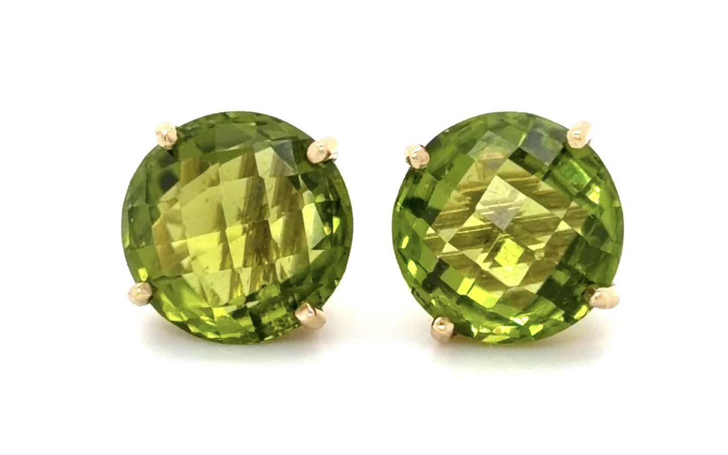 14KY Peridot Earrings 5.50ct(pd) Chb ESTATE Checkerboard-cut