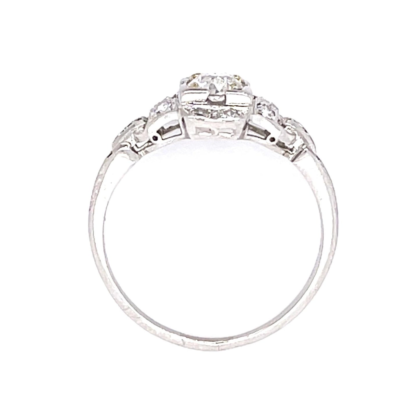 Original Art Deco .40ct Center Diamond PT Ring (Antique 1920s) .30ct Side Dia