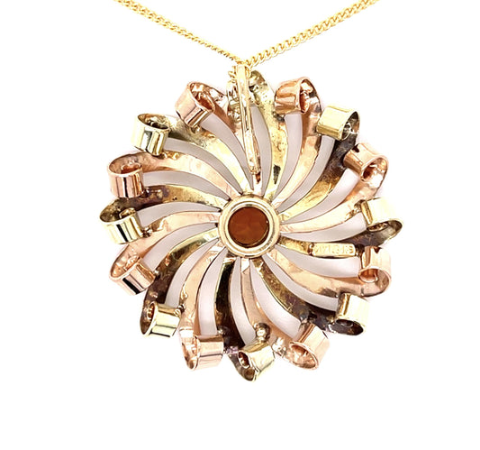 Retro 1ct Citrine 14KY Rose+Green Gold Pendant (Vintage 1940s)