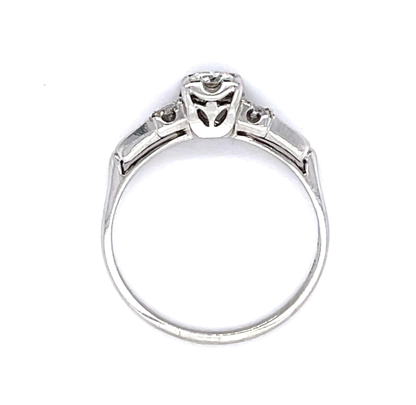 18KW Diamond Art Deco Ring 2.1gr 0.23ct(dia) Circa 1930s ESTATE Size 6