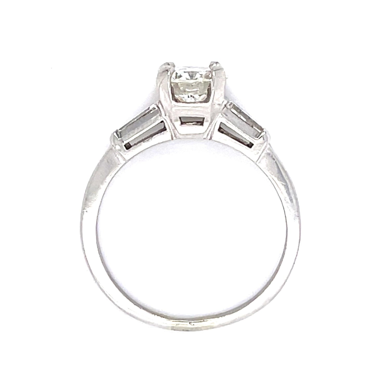 1.01ct GIA J SI1 Diamond .20ct Tapered Baguette Diamonds Platinum Estate Ring