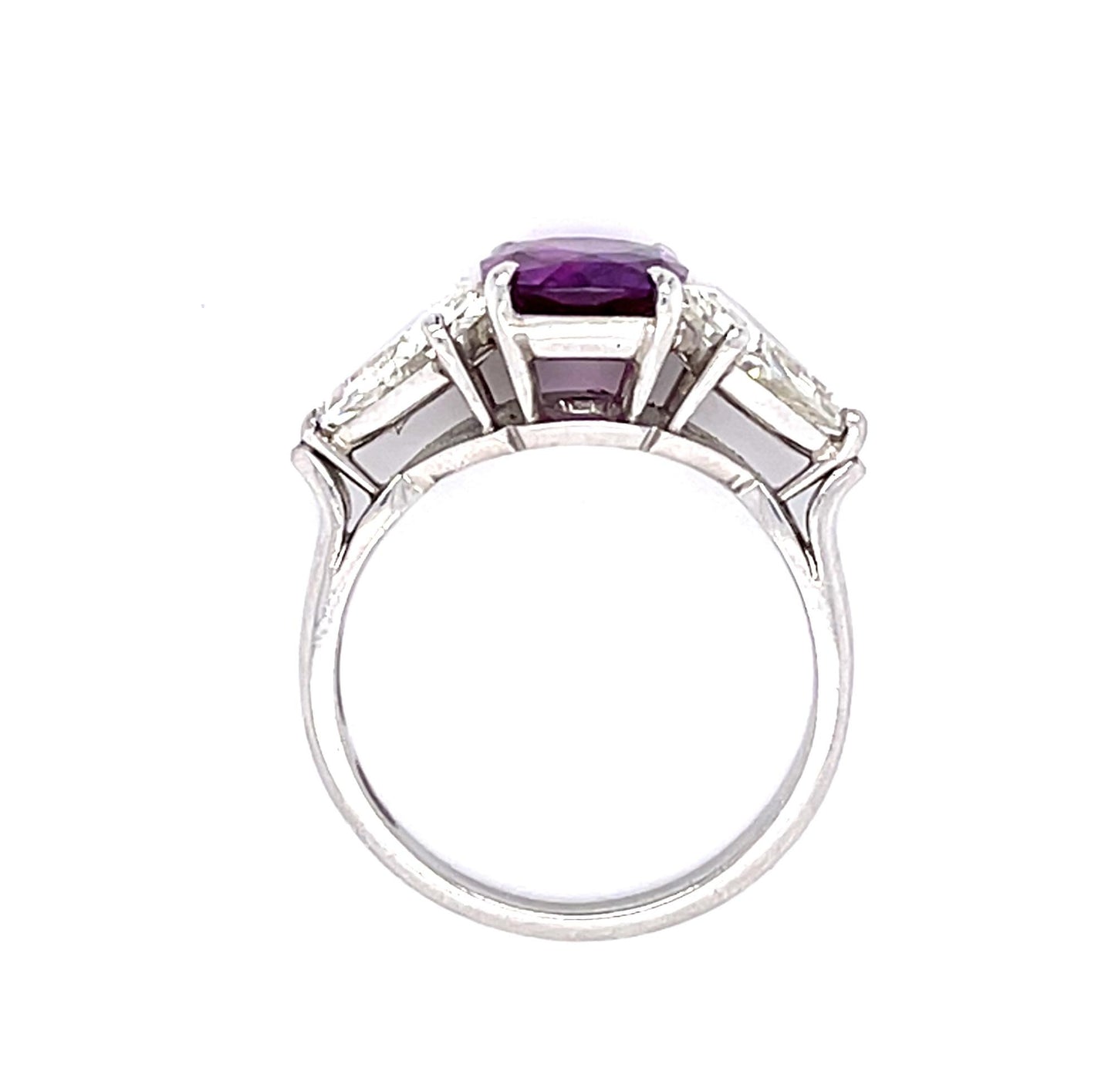 2.14ct Pink Sapphire 1.75ct Modified Pentagon/Epaulette Diamond PT Ring