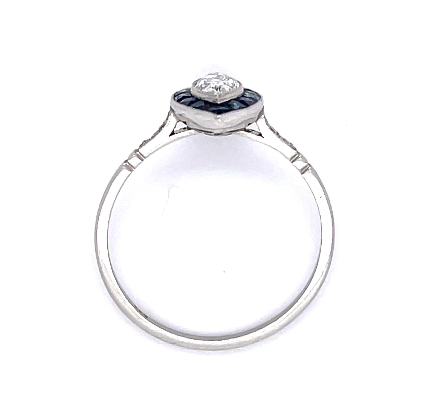 PL Diamond & Sapphire Ring Handmade 2.5gr 0.40ct(dia) Marquise 0.88ct twt(sap)