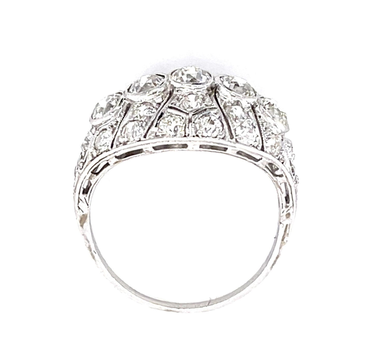 Art Deco Original .75ct (5 Center Euro Dia) PT Ring (Antique 1920s) .88ct SD