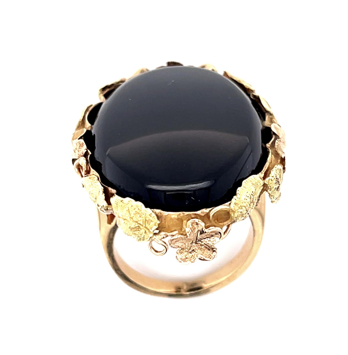 Original Arts & Crafts Onyx 14KY Ring (Antique 1900s)