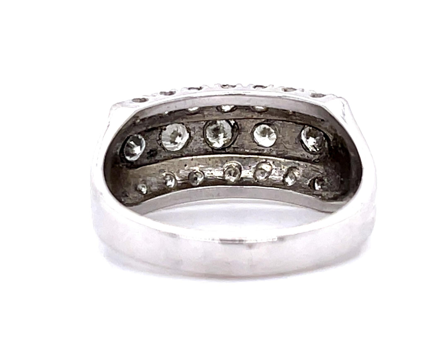 1.60ct Diamond 14KW Three Row Band Ring (Vintage 1960s)