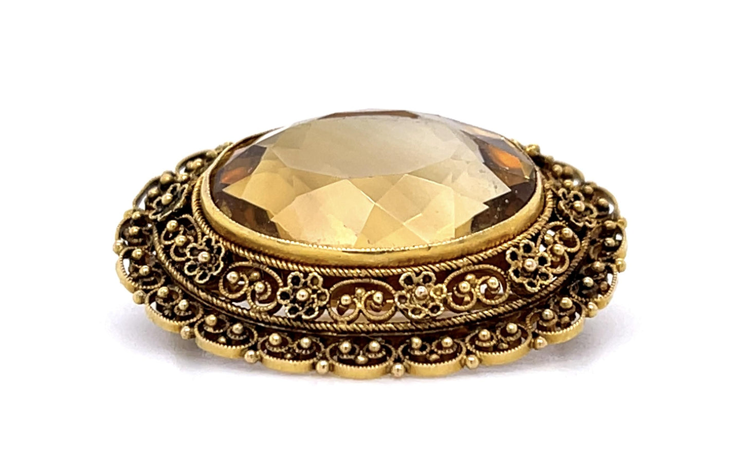 Original Victorian 18ct Citrine 14KY Pendant (Antique 1870s)