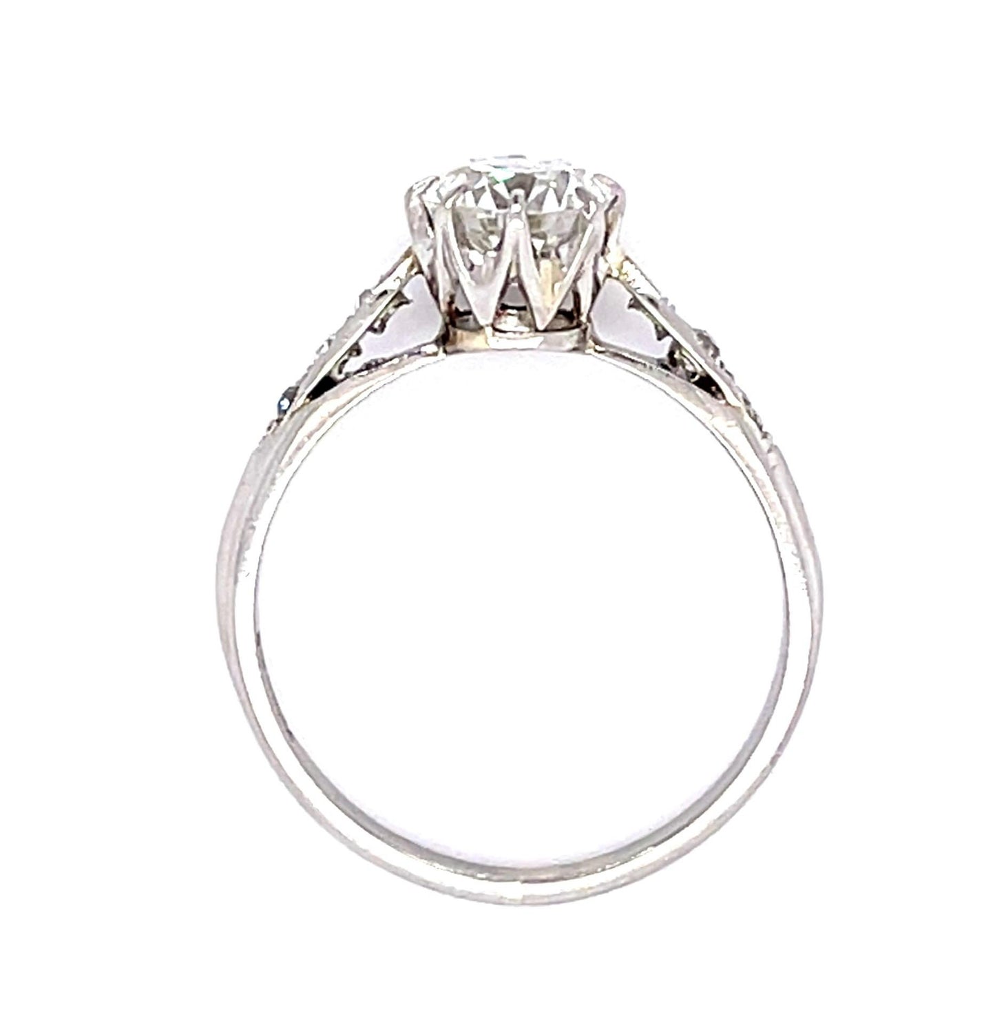 Original Art Deco 1ct F-G SI1 Euro Center Dia (No Cert) PT Ring (Vintage 1930s)