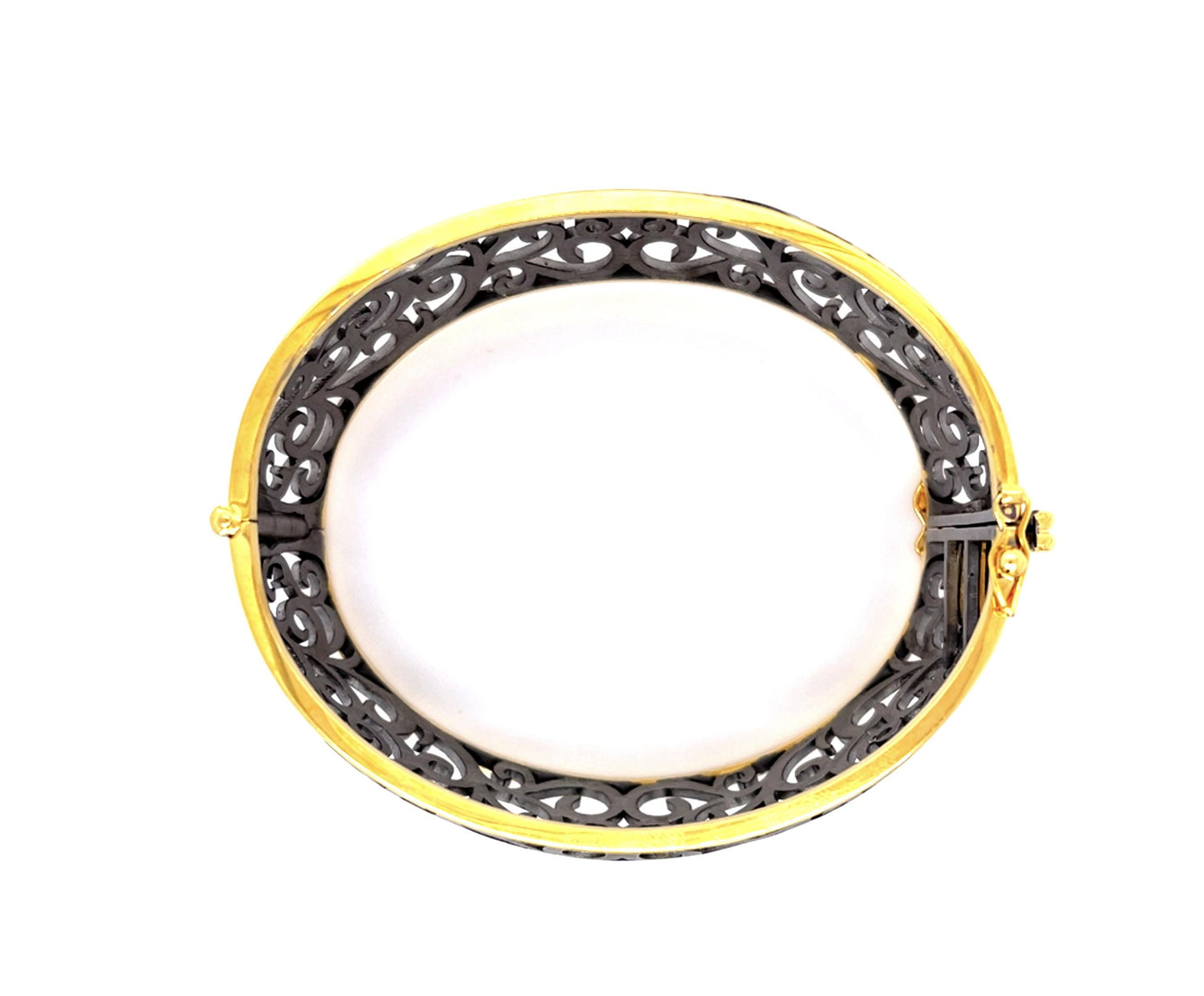 14KY+ Gun Silver Finish Bangle Bracelet