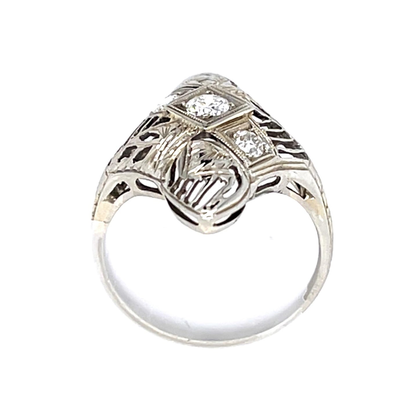 Original Art Deco .40ct (Three Center Diamonds) 14KW Ring (Vintage 1930s)