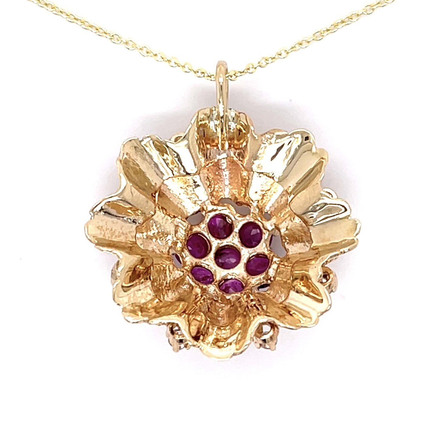 1.50ct Ruby .30ct Diamond 14KY Pendant (Vintage 1960s)