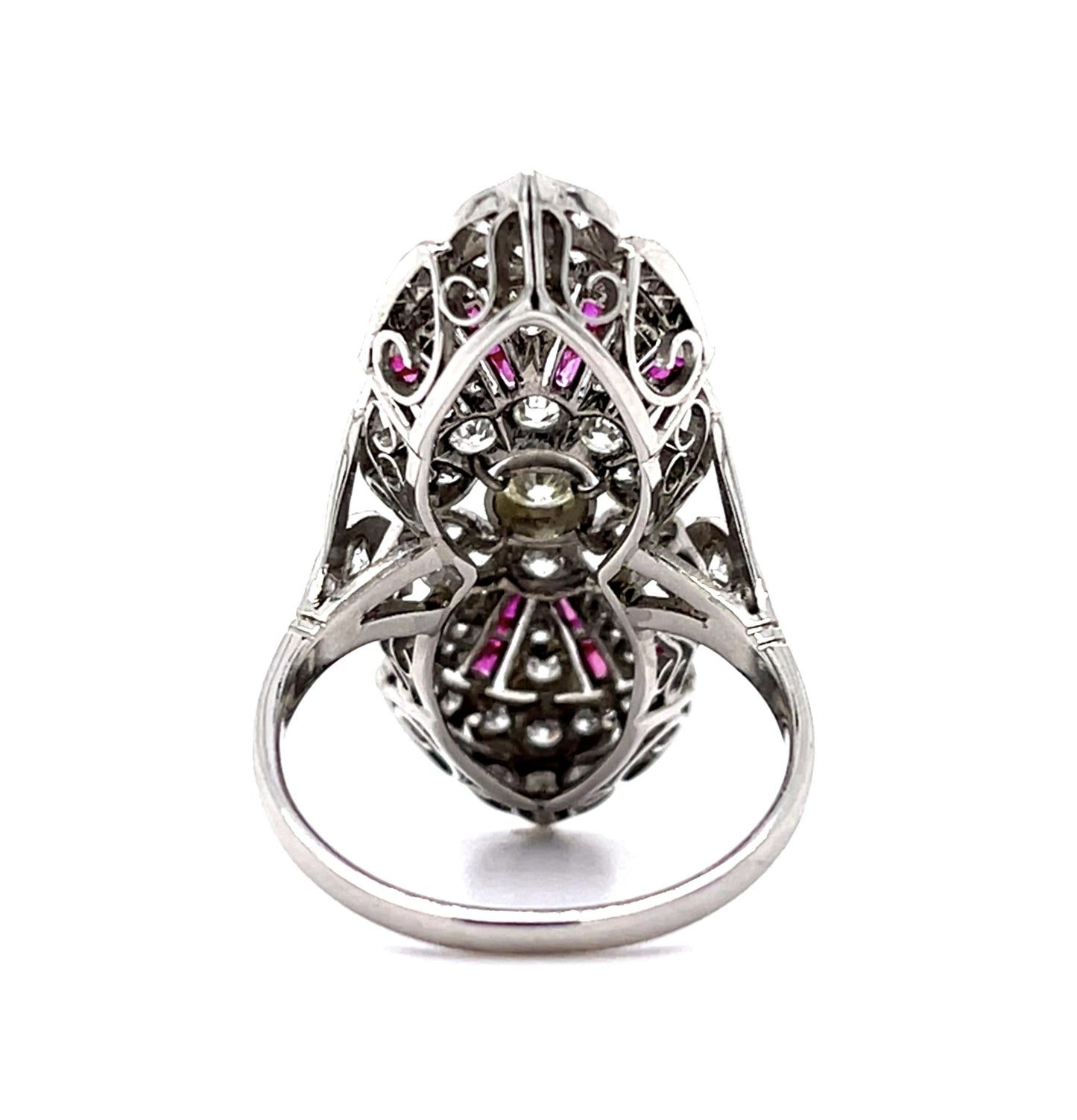 .18ct Euro Center Dia PT Handmade Ring .53ct Ruby